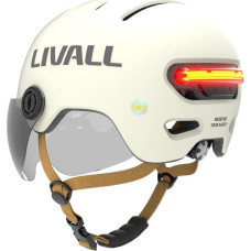 Livall Kask L23 biały 54-58cm z szybką ochronną LED/SOS