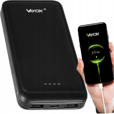 Canyon Power bank 10000 mAh wejście USB-C wyjście 2xUSB-A + USB-C 5V 2.1A czarny VA0340 Vayox