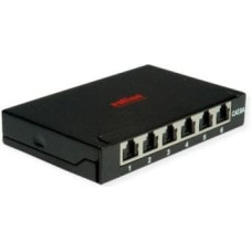 Roline Mini Patchpanel, Cat.6A/Cl.EA, 0,5U, 6 portów RJ45, ekranowany, czarny