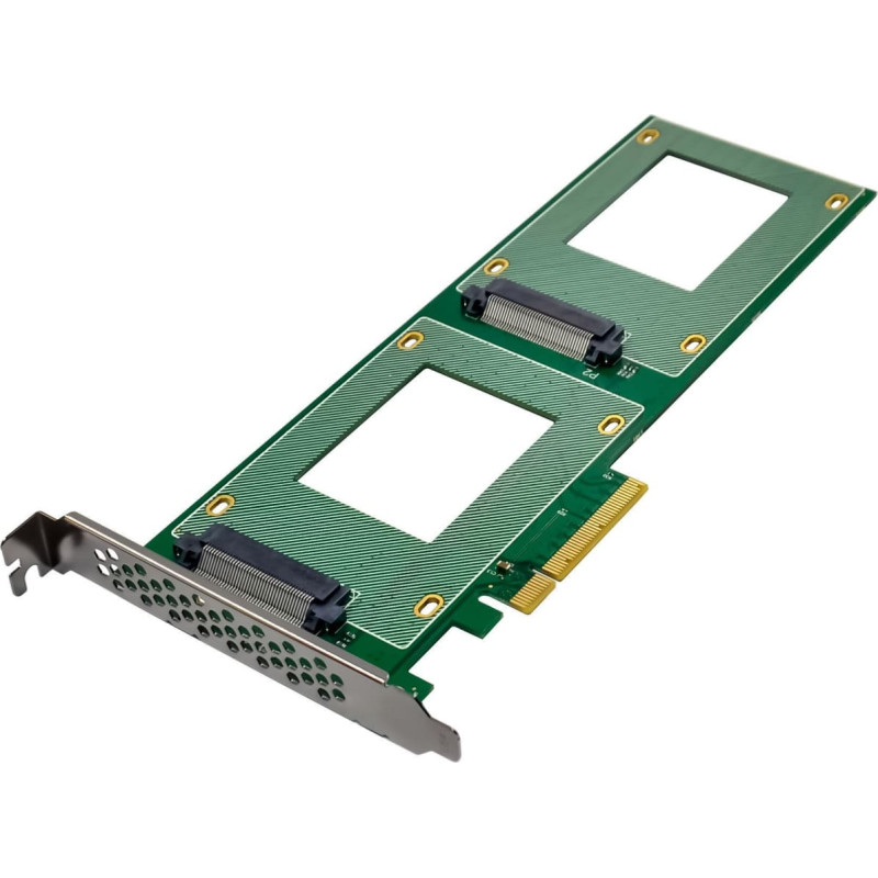 Delock InLine® PCIe Karte zu 2x intern U.2 NVMe SFF-8639 – Bifurcation, PCIe x8, schmal