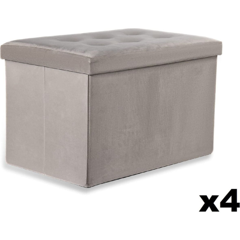 Leobert Pufa składana XL z guzikami - 60x38x38cm aksamit beż x 4