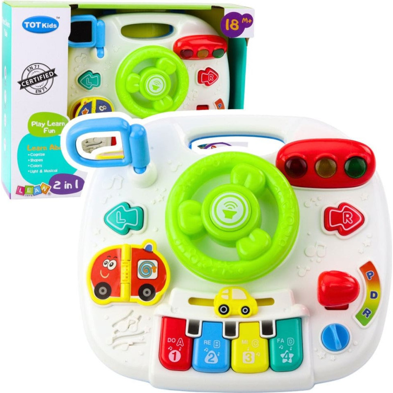Leantoys Panel Stolik Interaktywny Edukacyjny Kierownica 2w1 Światła Dźwięki