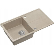 Graniteq TONY 111 GraniteQ zlewozmywak granitowy river sand (beż) 1-komorowy z/o (78x45x18,5),  z syfonem i zaślepką  stal szlachetna