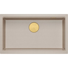 Graniteq LOGAN 110 GraniteQ zlewozmywak pearl beige 76x45x23,5 cm 1-komorowy podwieszany z syfonem manualnym złoty