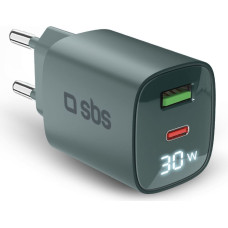 Sbs Mobile SBS LCD Wall Charger  USB-A  USB-C  LCD  30 W  gaisi zila - Ladetajs