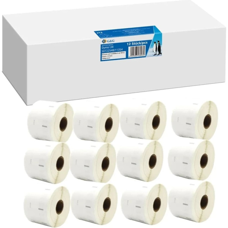 G&G 12x G&G Etiketten 32mm x 57mm sw komp. m. Dymo 11354/ s0722540