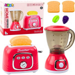 Leantoys Zestaw Urządzeń Kuchennych Toster Blender Światła Dźwięki Różowy LEAN Toys