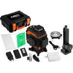 NEO Laser 3D, 12 linii, zielony, walizka, tarcza celownicza, magnetyczny uchwyt, ładowarka