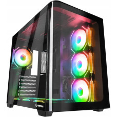 Rampage Loopy Obudowa PC akwarium 7x wentylator ARGB Infinity HUB czarna