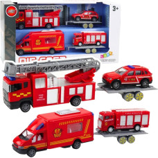 Leantoys Zestaw Pojazdów Strażackich Wozy Samochody Napęd Czerwone LEAN Toys