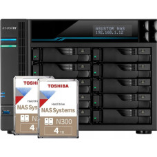 Asustor Serwer plików Asustor LOCKERSTOR 10 AS6510T 10-bay, Intel ATOM C3538 Czterordzeniowy 2.1GHz, 8G RAM, 2x10GbE LAN, 2x 2.5GbE LAN, 2x USB 3.2. 2x SSD M.2 NVMe2 + 2x 8TB HDWG480UZSVA