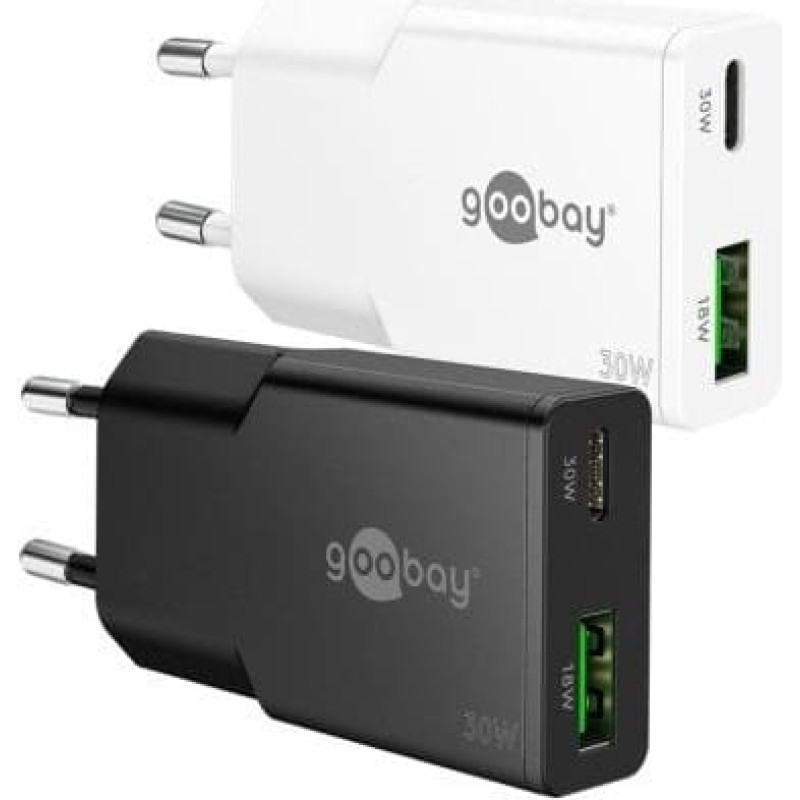 Goobay Podwójna szybka ładowarka USB-C™ PD GaN Slim (30 W)