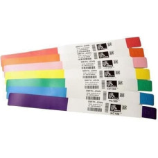 Zebra Wristband, Polypropylene, 1x10in (25.4x254mm); Direct thermal, Z-Band Splash, Adhesive closure, 1in (25.4mm) core, 350/roll, 4/box, Pur