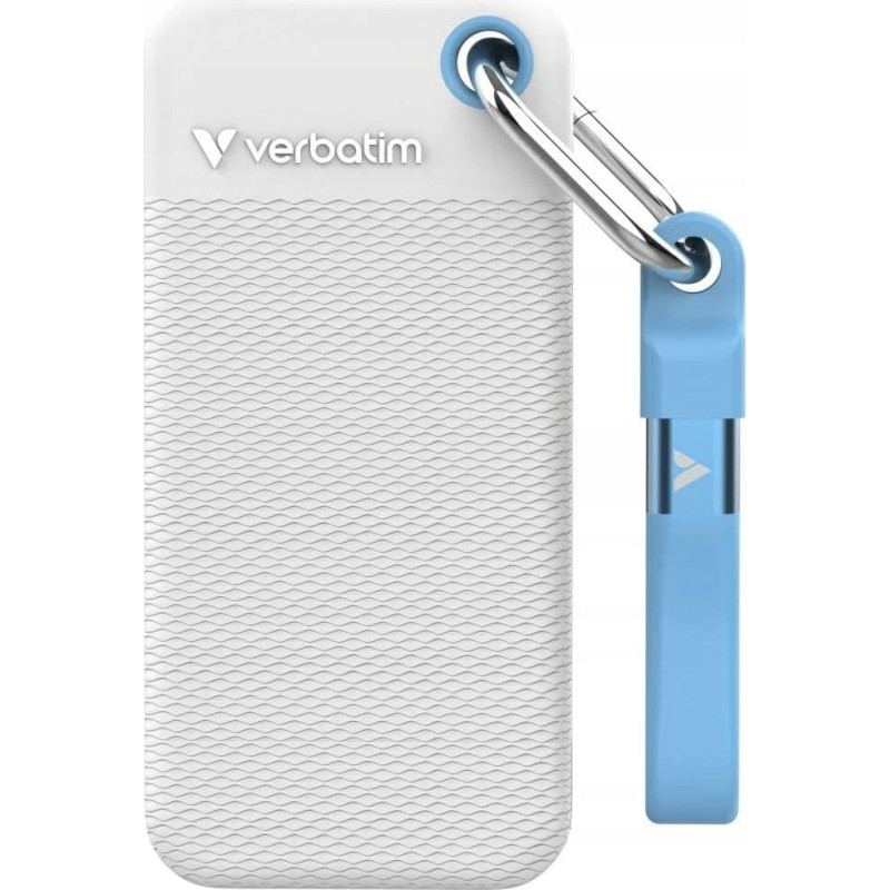 Verbatim Dysk Zewnętrzny Verbatim Pocket SSD 2TB USB-C 3.2 gen.2 biały-jasnoniebieski 32321