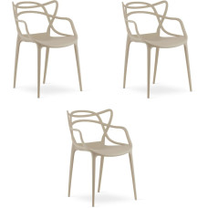 Leobert Krzesło beżowe plastikowe KATO design nowoczesny do jadalni kuchni x3
