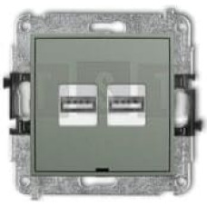 Karlik 61MCUSBBO-6 MINI Mechanizm ładowarki USB podwójnej 2xUSB A, 15,5W max., 5V, 3.1A, bez pola opisowego szałwiowy 61MCUSBBO-6