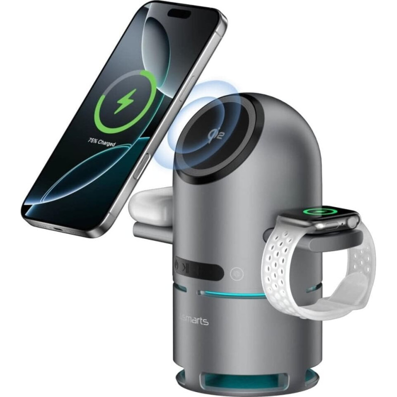 4Smarts Ładowarka 4smarts Qi2 Stacja ładująca ChargeBot Sound szary przestrzenny