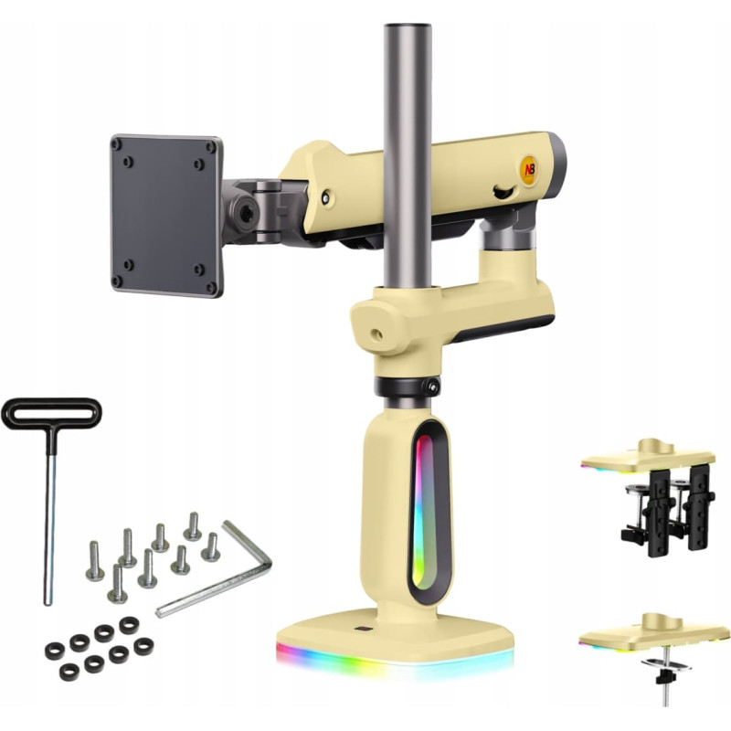 Blow F7-XD Sunrise Yellow Podświetlenie RGB Gamingowy mocny uchwyt biurkowy do dużych monitorów 32-60 cali