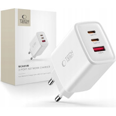 Tech-Protect NCA65W-GAN 3-PORT NETWORK CHARGER PD 65W / QC3.0 WHITE