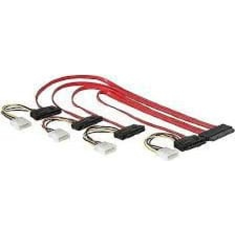 MAG SFF 8484 - SATA x4, 0.75m, Czerwony (SAS-84FAN-PW-75)