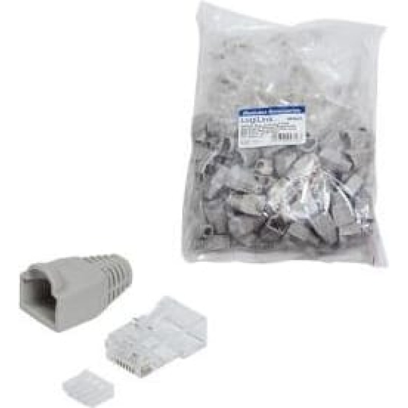 Logilink Wtyk RJ45 CAT.6 UTP z osłonką, szary 100sztuk (MP0023)