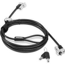 Lenovo Linka zabezpieczająca Lenovo Kensington NanoSaver Twin Head - Sicherheitskabelschloss - Schwarz - 1.8 m - fur ThinkCentre M75t Gen 2, ThinkPad L13 Yoga Gen 3, T14s Gen 3, X13 Gen 3