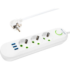 Blow 98-217# Przedłużacz sieciowy ps-330 3-gniazda 3xusb 3m biały 2x1mm
