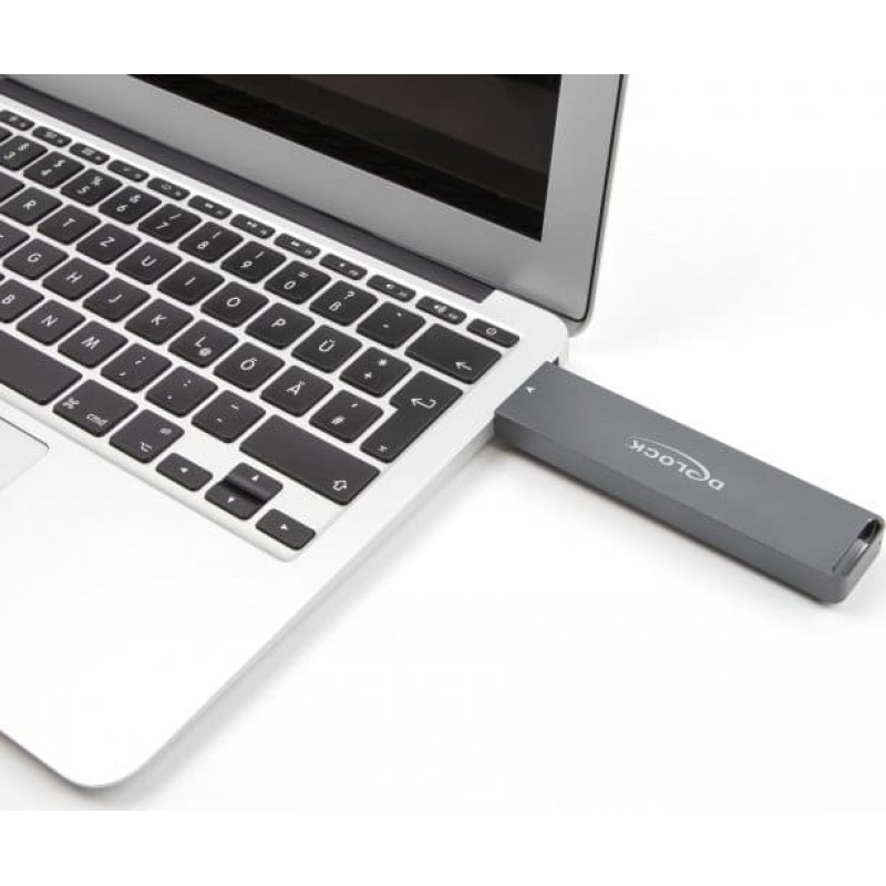 Delock DeLOCK External Enclosure M.2 NVMe PCle SSD, SATA SSD, Drive Enclosure (grey, with USB Type A connector)