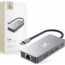 Baseus TECH-PROTECT HB05 HUB ADAPTER 9IN1 TYPE-C + USB2.0 + USB3.0 + HDMI 4K 60HZ + SD/TF + PD100W + RJ45 1000M SPACE GREY