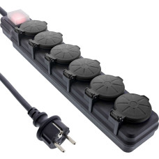 Logilink InLine® Outdoor-Steckdosenleiste, 6-fach Schutzkontakt, IP44, mit Schalter, 10m