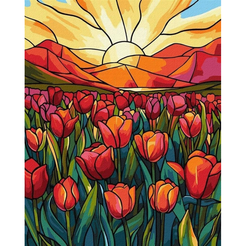 Ideyka Malowanie po numerach - Pole tulipanów 40x50cm