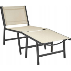 Beliani Krzesło ogrodowe MARCEDDI Z podnóżkiem Metal Beżowy Lumarko!