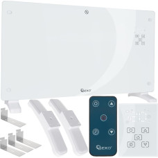 Geko Grzejnik konwektorowy szklany biały z LCD, pilotem sterowania i WiFi 2500W (1)