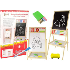 Leantoys Drewniana Tablica 2w1 Magnetyczna Kredowa + Liczydło Alfabet Tabliczka Mnożenia