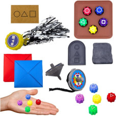 Leantoys Zestaw 5 Gier Squid Game Tradycyjne Koreańskie Gry Kości Bączek Karta LEAN Toys