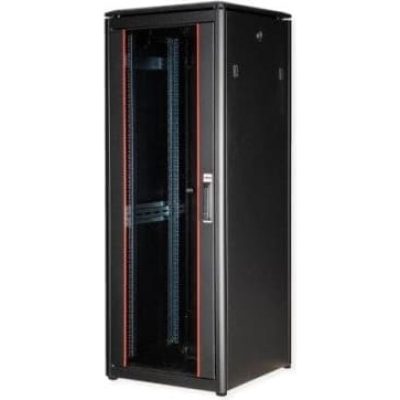 Roline 19-calowa szafa sieciowa Pro 32 U, 600x600 WxD, szklane drzwi, czarna