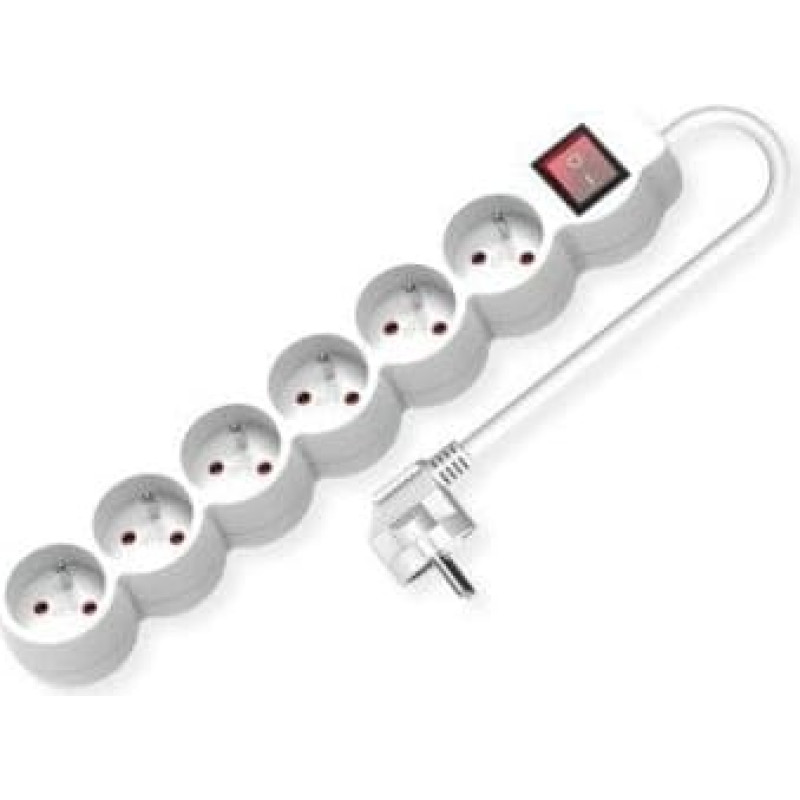Value Listwa zasilająca VALUE French, 6-drożna, z podświetlanym wyłącznikiem, biała, 3 m