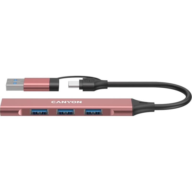 Canyon HUB DS-02 4 w 1 USB-A/C Różowy