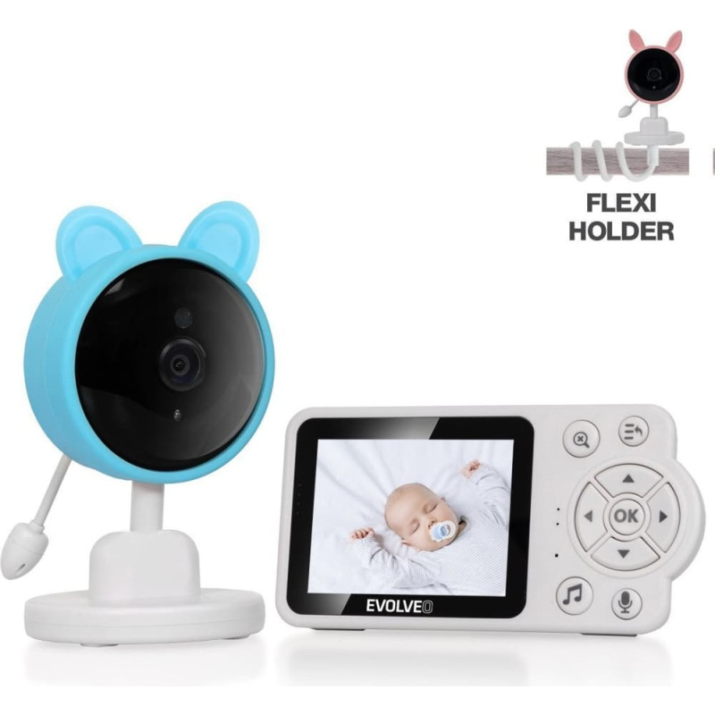 Evolveo Baby Monitor N3, LCD displej, IR přísvit, modrá