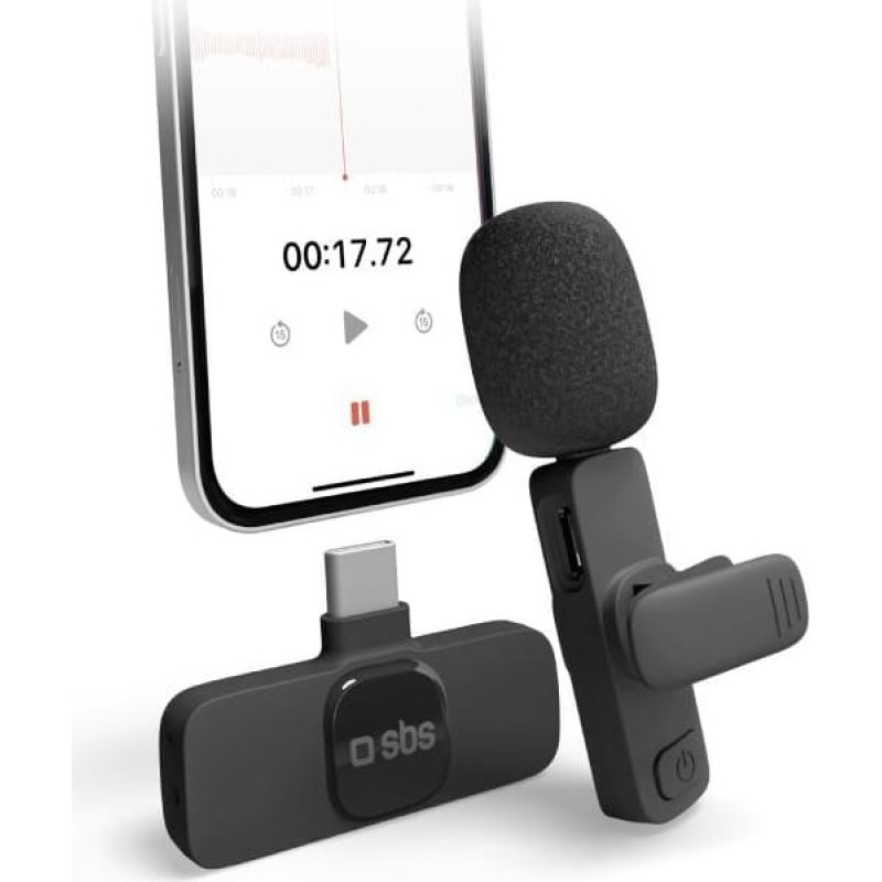 Sbs Mobile SBS Wireless Microphone  USB-C  melna - Bezvadu mikrofons