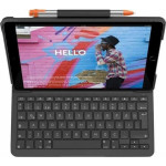 Logitech Logitech Slim Folio - Tastatur und Foliohulle - kabellos - Bluetooth LE - AZERTY - Franzosisch - Oxford Gray - fur Apple 10.2-inch iPad Wi-Fi, 10.5-inch iPad Pro Wi-Fi, 10.9-inch iPad Wi-Fi, iPad Air Wi-Fi