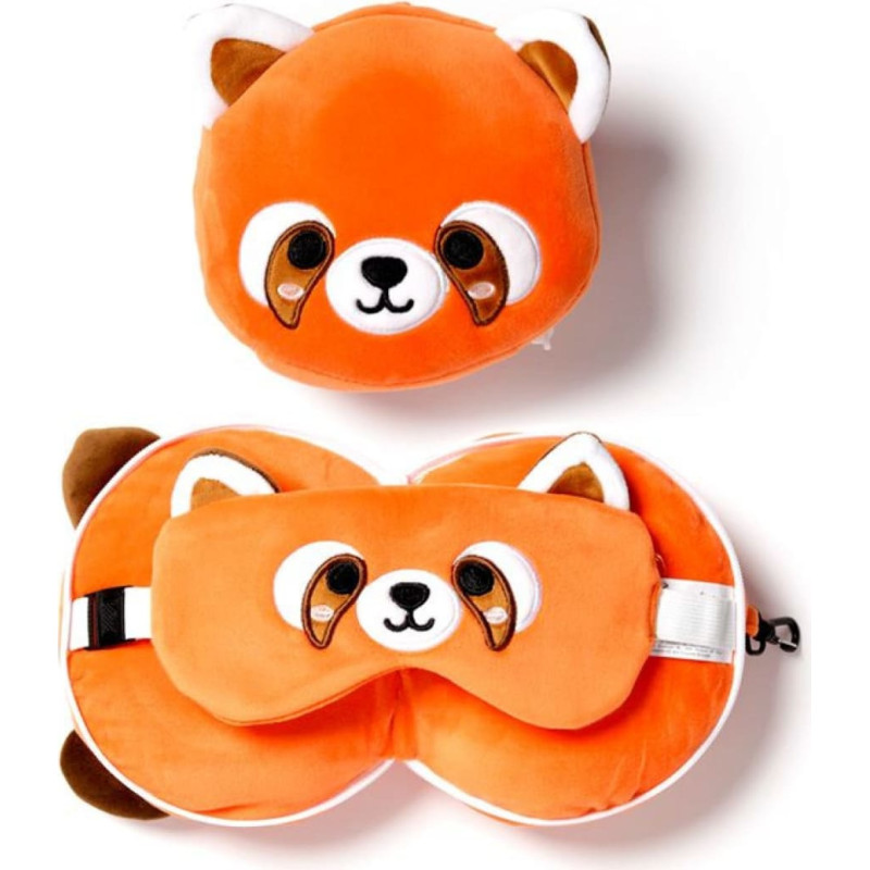 Relaxeazzz Panda pomarańczowa Pluszowy Zestaw: Podszuka + Opaska Na Oczy