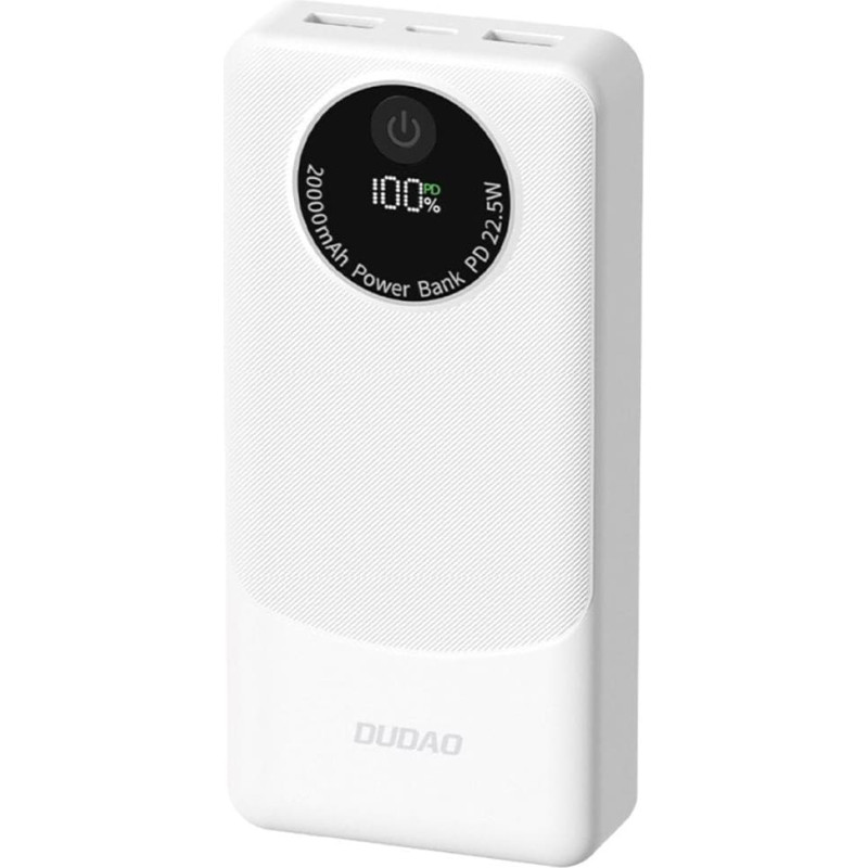 Dudao Powerbank Dudao K12Pro 22.5W PD 20000mAh USB-A, USB-C - baltos spalvos