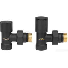 Invena Radiator connection set INVENA CZ-33-K15-S, supply+shutoff valve, angled, black