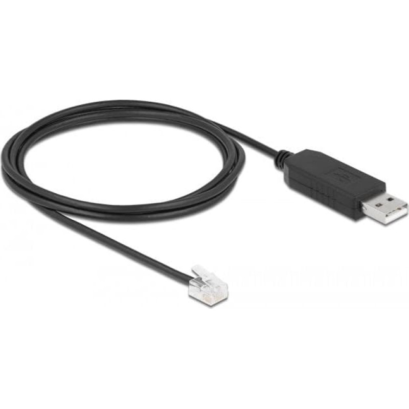 Delock Adapter cable USB Type-A to Serial RS-232 RJ12 with ESD protection Leadshine 2 m, RJ-12, USB 2.0 Type-A, 2 m, Black