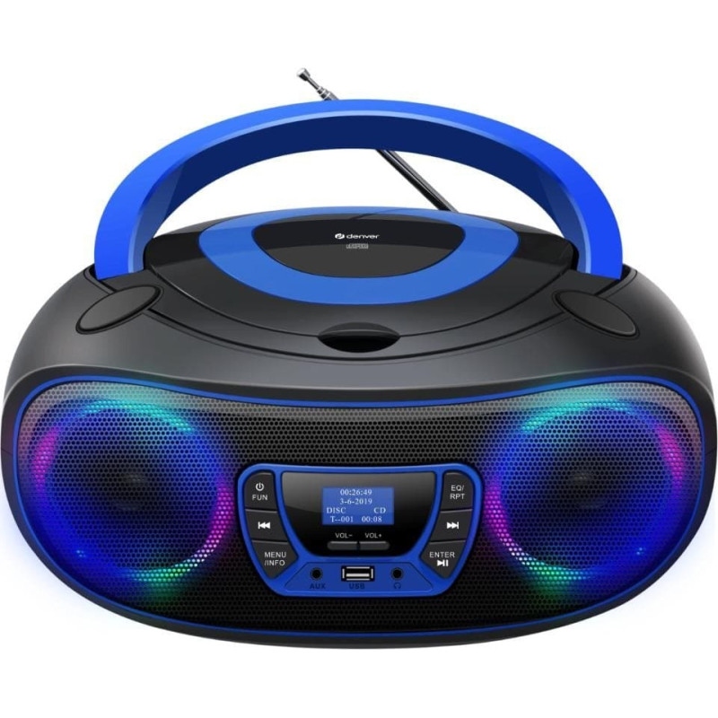 Denver TDB-212 DAB+ Boombox FM/BT/USB/CD/AUX blau