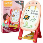 Leantoys Tablica Magnetyczna Dwustronna Pingwin Zestaw Gier Akcesoria 56el Różowa