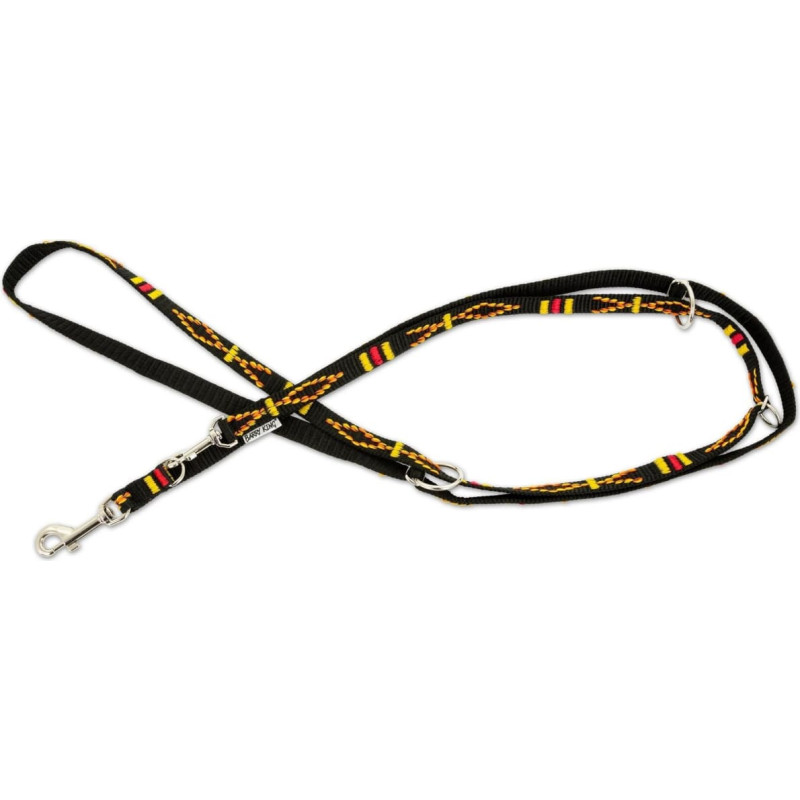 Pets Collection Smycz dla psa, wz�r etniczny, regulowana, ta�ma polipropylenowa, 20mm/220cm czarna