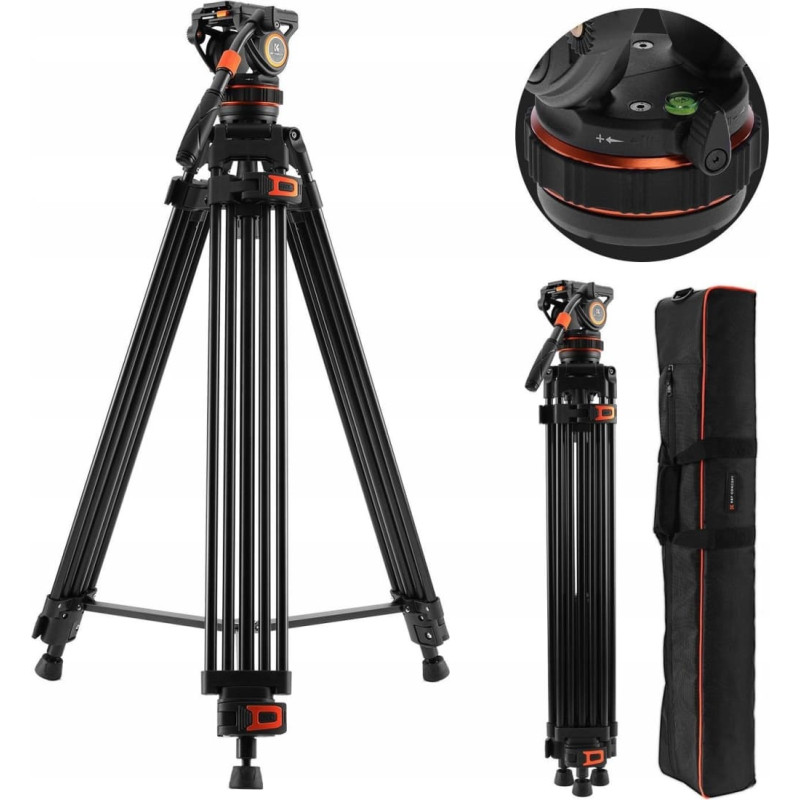 KF Profesjonalny Statyw Filmowy do Filmowania VIDEO Głowica Olejowa K&F 192cm / KF09.147