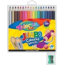 Colorino Kredki ołówkowe jumbo 18 kolorów + temperówka